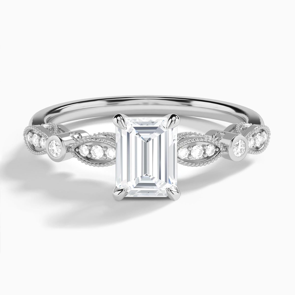 Emerald Infinito Bezel And Pavé Set Engagement Ring In Platinum - Lucenjuri