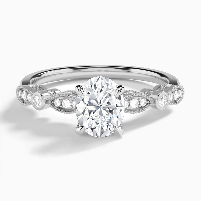 Oval Infinito Bezel And Pavé Set Engagement Ring In Platinum - Lucenjuri