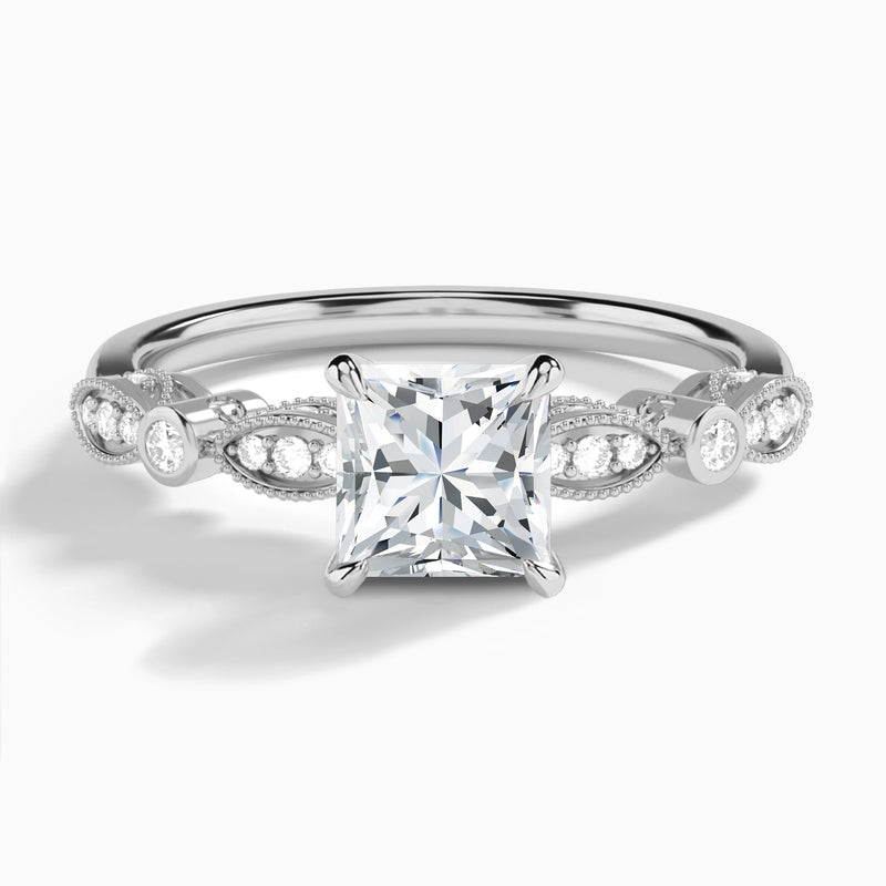 Princess Infinito Bezel And Pavé Set Engagement Ring In Platinum - Lucenjuri