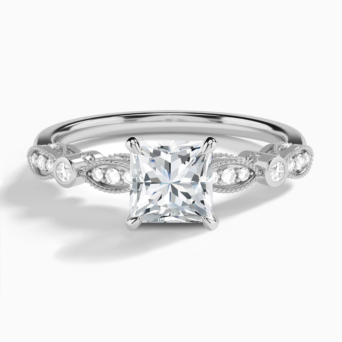 Princess Infinito Bezel And Pavé Set Engagement Ring In Platinum - Lucenjuri