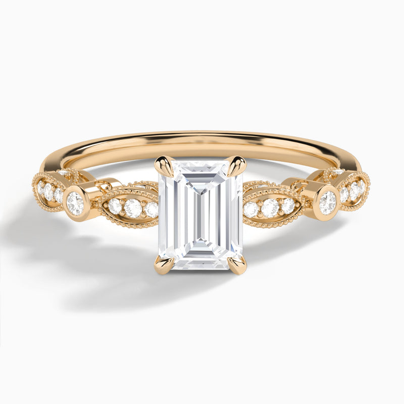 Emerald Infinito Bezel And Pavé Set Engagement Ring In 14K Rose Gold - Lucenjuri