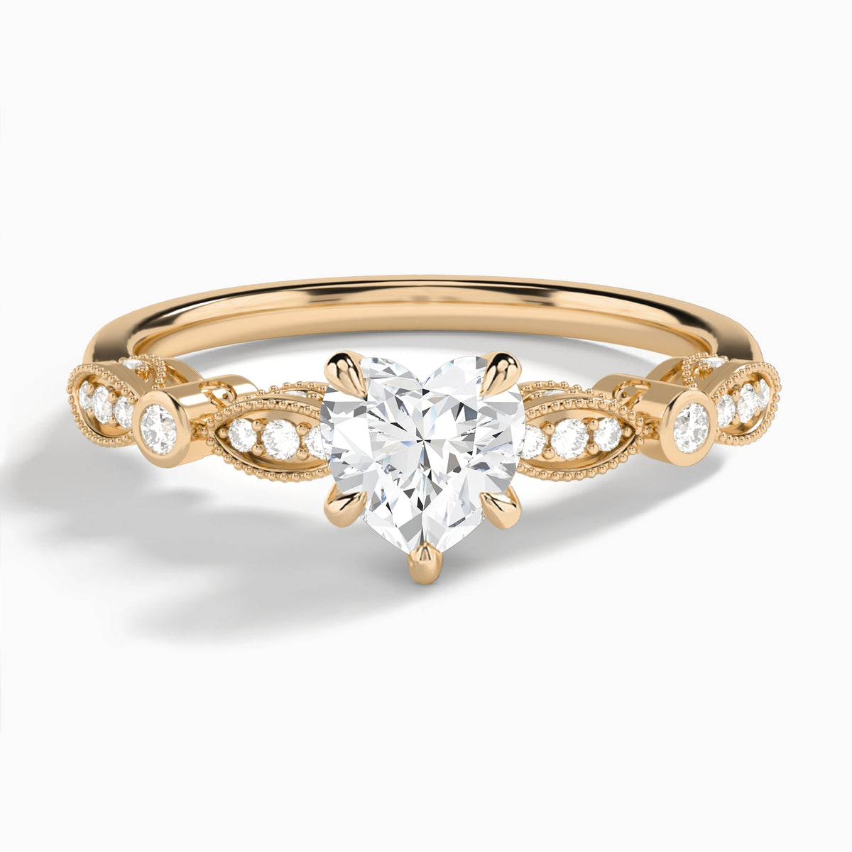 Heart Infinito Bezel And Pavé Set Engagement Ring In 14K Rose Gold - Lucenjuri