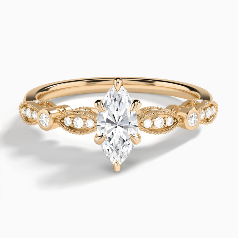 Marquise Infinito Bezel And Pavé Set Engagement Ring In 14K Rose Gold - Lucenjuri