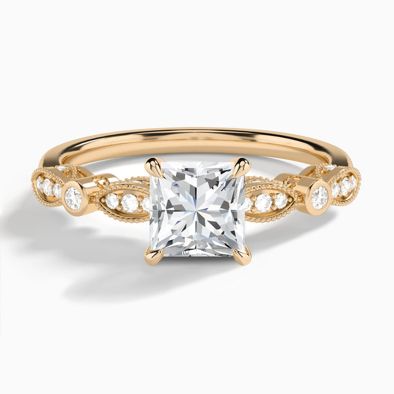 Princess Infinito Bezel And Pavé Set Engagement Ring In 14K Rose Gold - Lucenjuri