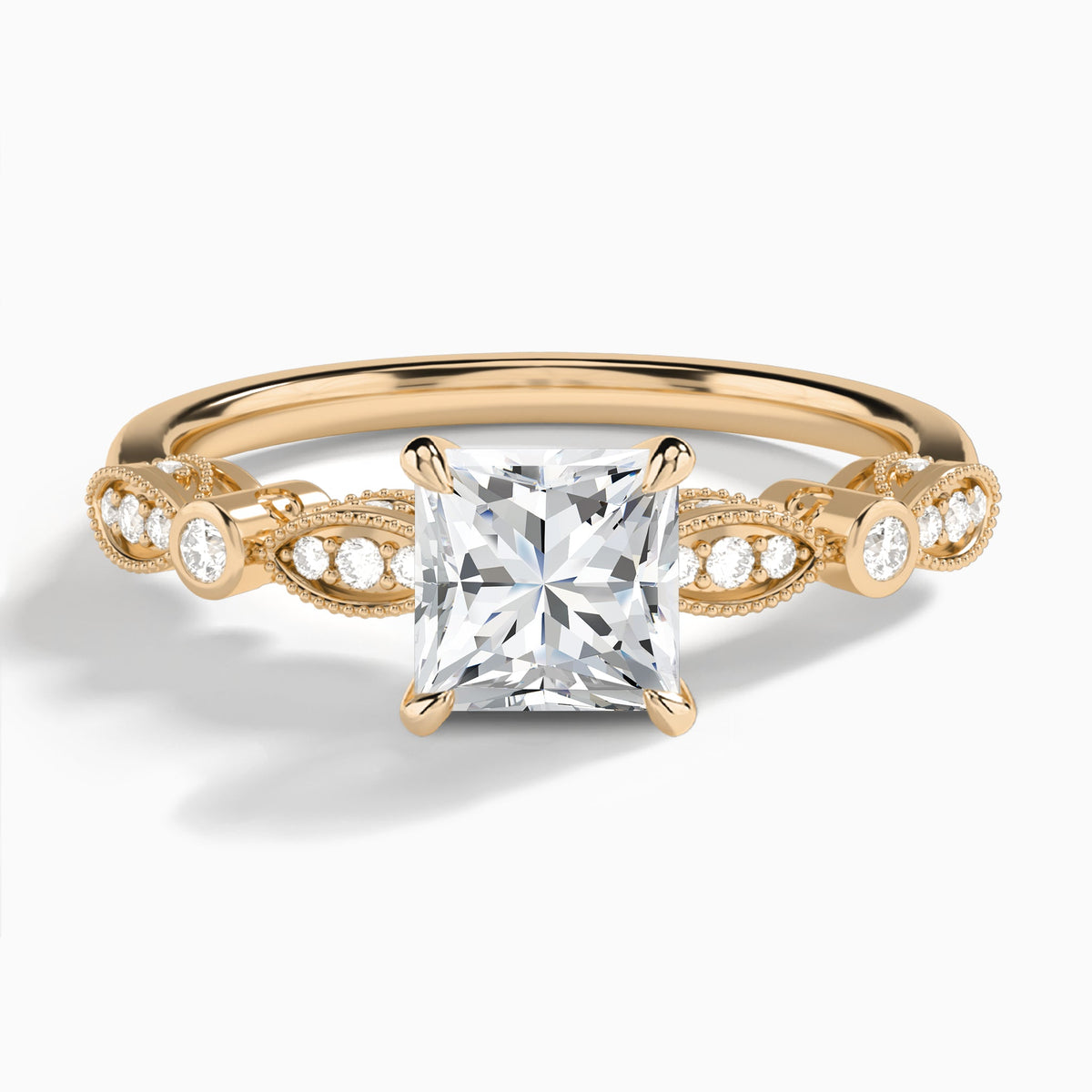 Princess Infinito Bezel And Pavé Set Engagement Ring In 14K Rose Gold - Lucenjuri
