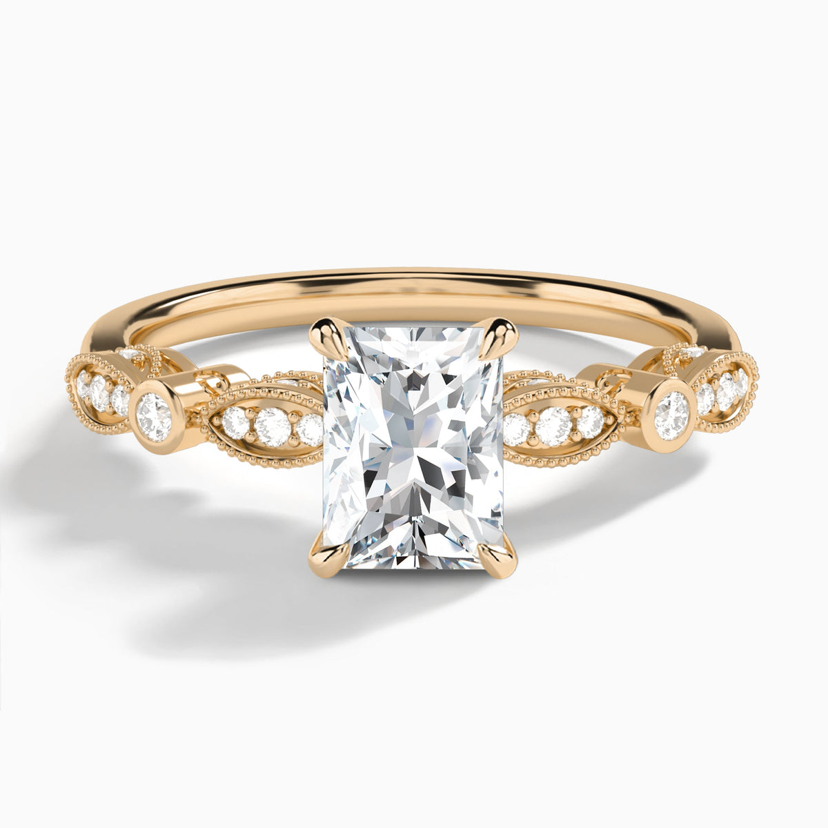 Radiant Infinito Bezel And Pavé Set Engagement Ring In 14K Rose Gold - Lucenjuri