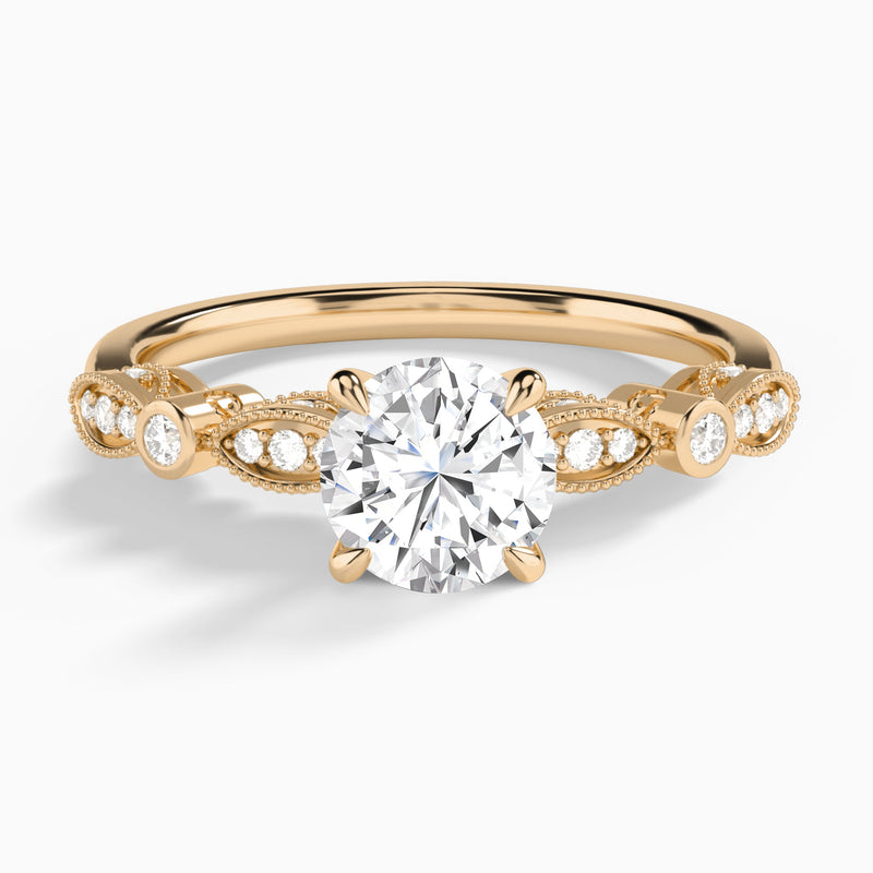 Round Infinito Bezel And Pavé Set Engagement Ring In 14K Rose Gold - Lucenjuri