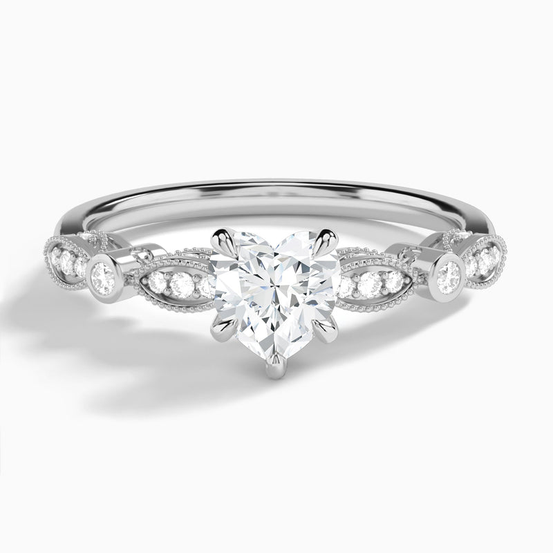 Heart Infinito Bezel And Pavé Set Engagement Ring In 14K White Gold - Lucenjuri