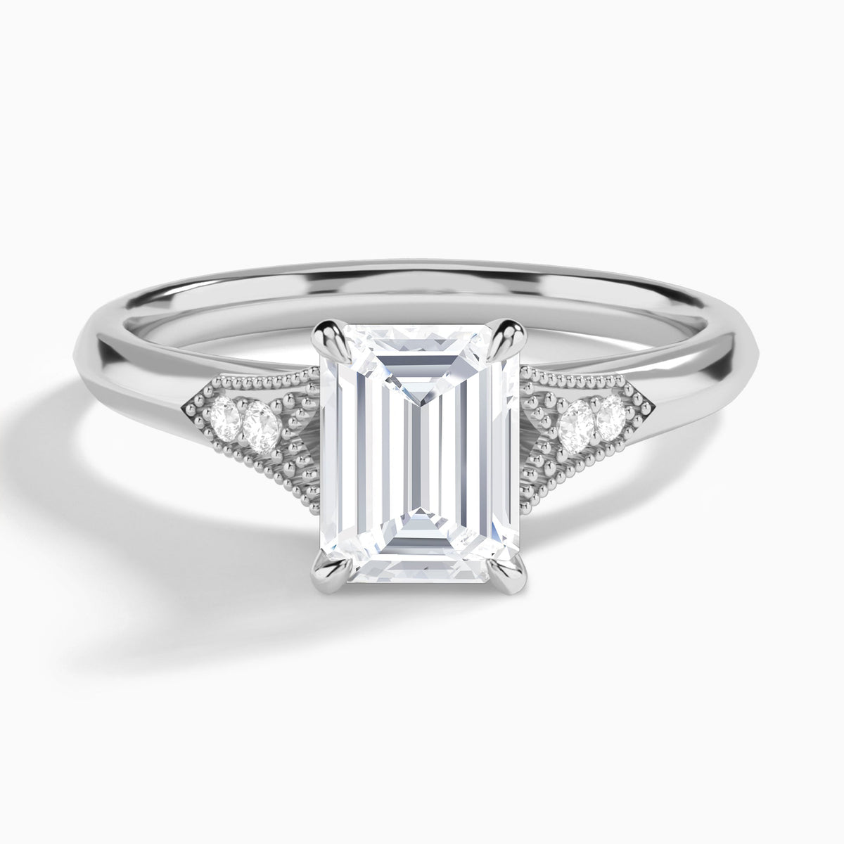 Emerald Yvette Lab Grown Diamond Engagement Ring In Platinum - Lucenjuri
