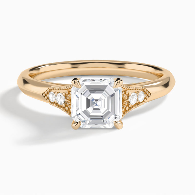 Asscher Yvette Lab Grown Diamond Engagement Ring In 14K Rose Gold - Lucenjuri