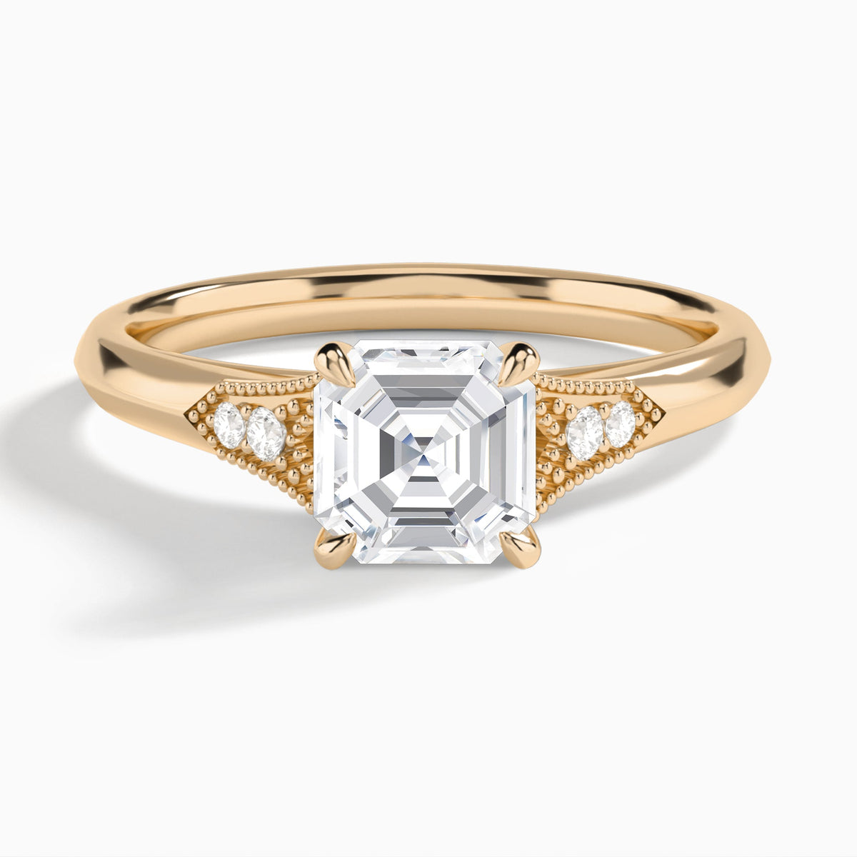 Asscher Yvette Lab Grown Diamond Engagement Ring In 14K Rose Gold - Lucenjuri