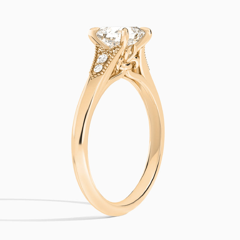 Asscher Yvette Lab Grown Diamond Engagement Ring In 14K Rose Gold, Angle View