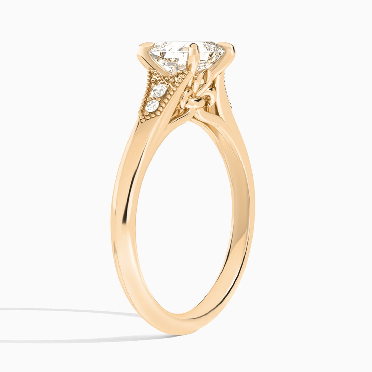 Asscher Yvette Lab Grown Diamond Engagement Ring In 14K Rose Gold, Angle View