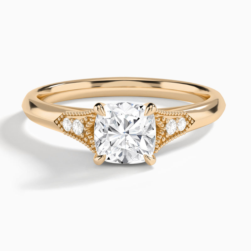 Cushion Yvette Lab Grown Diamond Engagement Ring In 14K Rose Gold - Lucenjuri