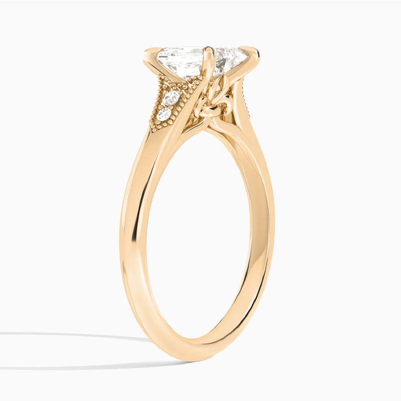 Emerald Yvette Lab Grown Diamond Engagement Ring In 14K Rose Gold, Angle View