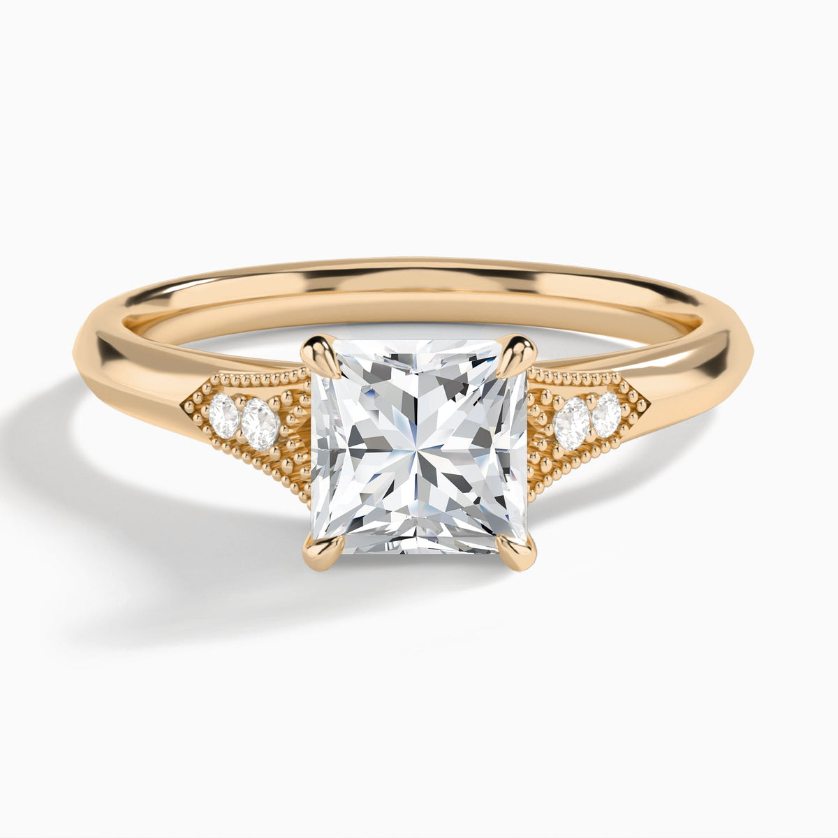 Princess Yvette Lab Grown Diamond Engagement Ring In 14K Rose Gold - Lucenjuri