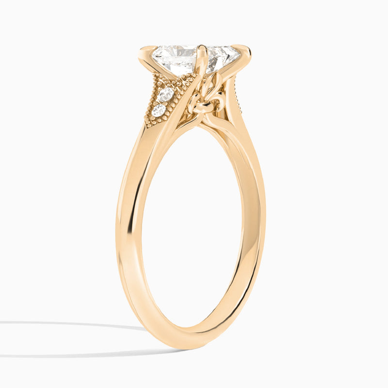Radiant Yvette Lab Grown Diamond Engagement Ring In 14K Rose Gold, Angle View