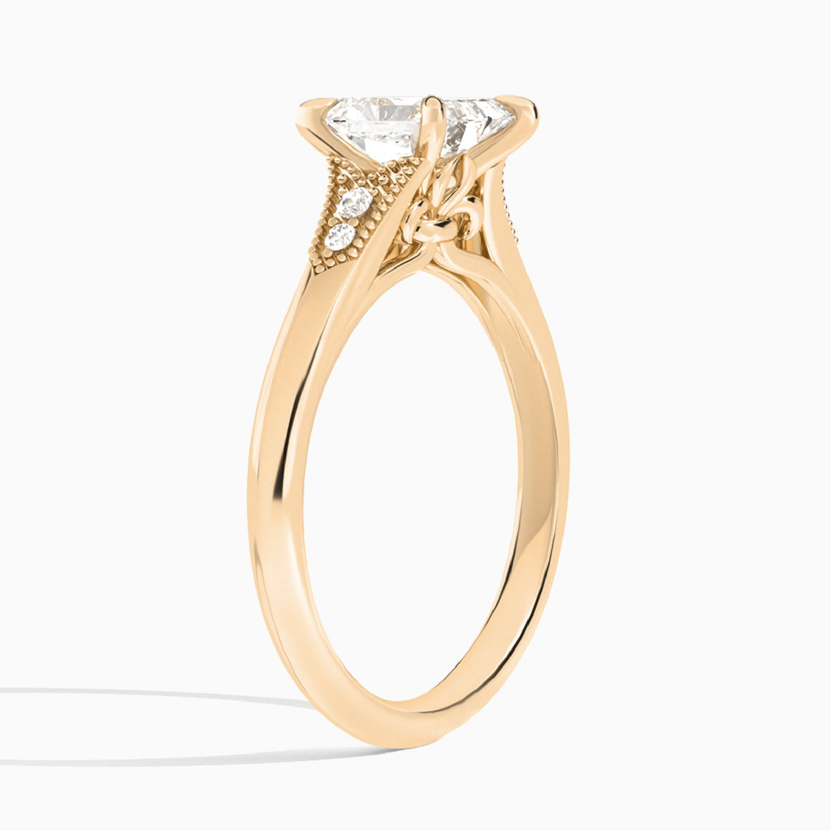 Radiant Yvette Lab Grown Diamond Engagement Ring In 14K Rose Gold, Angle View