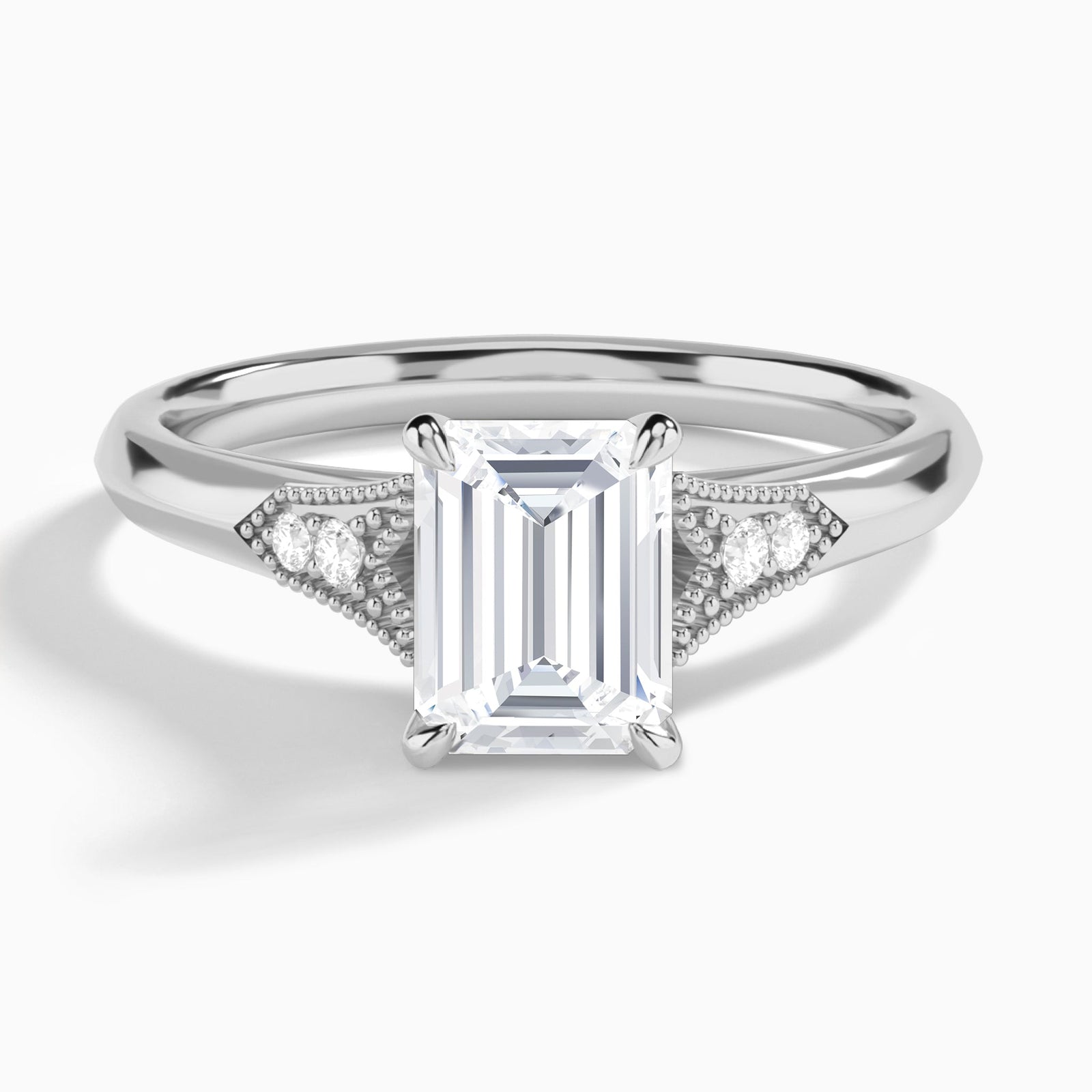 Emerald Yvette Lab Grown Diamond Engagement Ring In 18K White Gold - Lucenjuri
