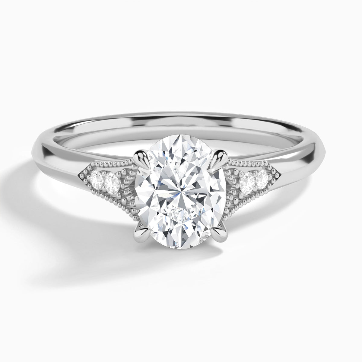 Oval Yvette Lab Grown Diamond Engagement Ring In 14K White Gold - Lucenjuri
