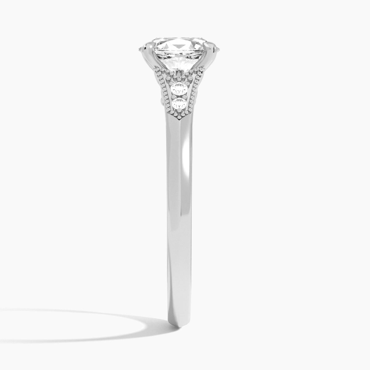Oval Yvette Lab Grown Diamond Engagement Ring In 14K White Gold, Side View