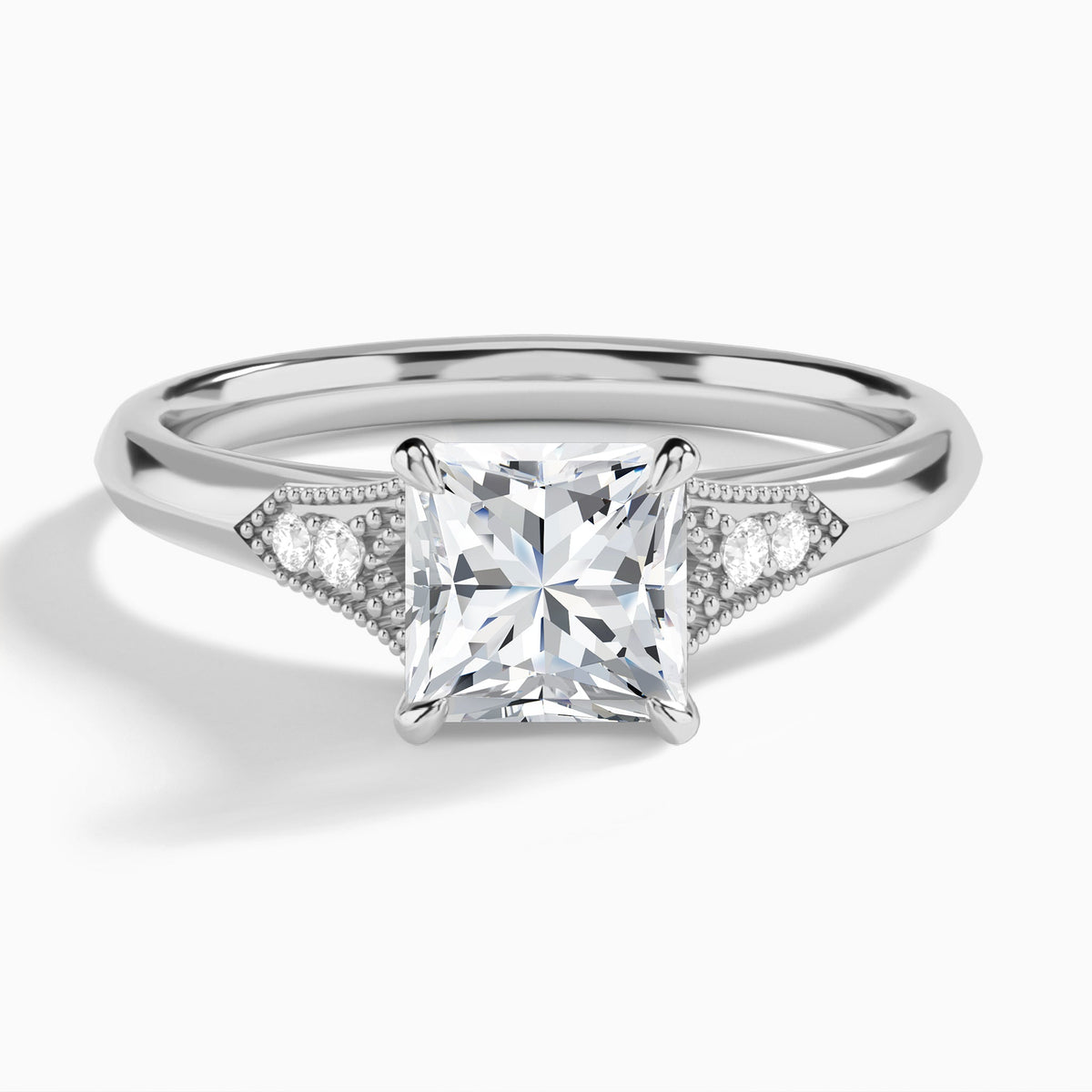 Princess Yvette Lab Grown Diamond Engagement Ring In 14K White Gold - Lucenjuri