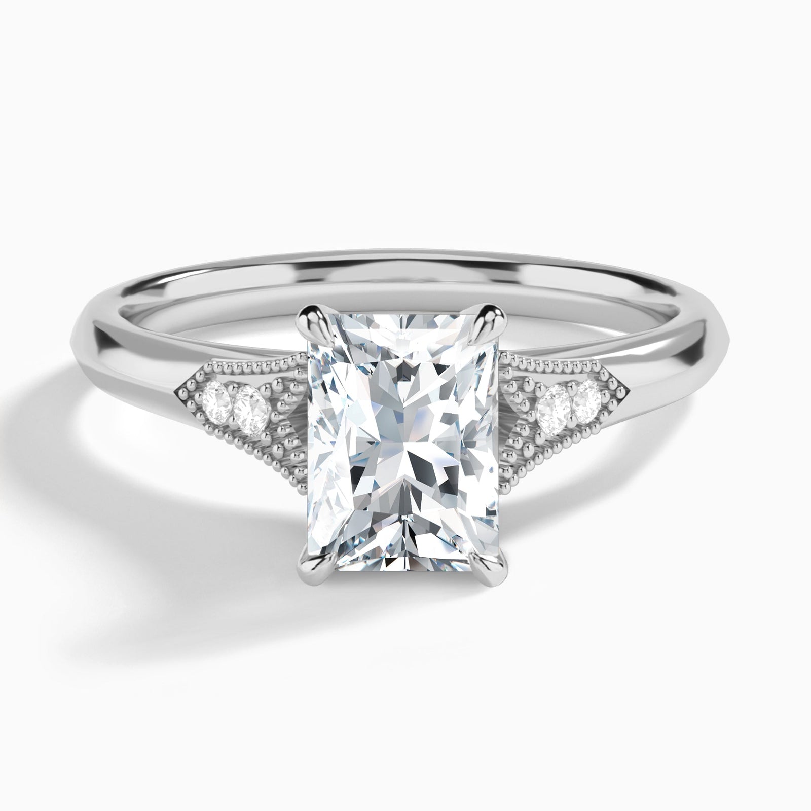 Radiant Yvette Lab Grown Diamond Engagement Ring In 14K White Gold - Lucenjuri