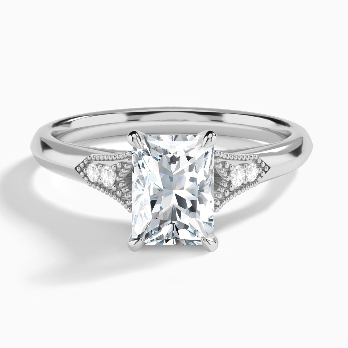 Radiant Yvette Lab Grown Diamond Engagement Ring In 18K White Gold - Lucenjuri