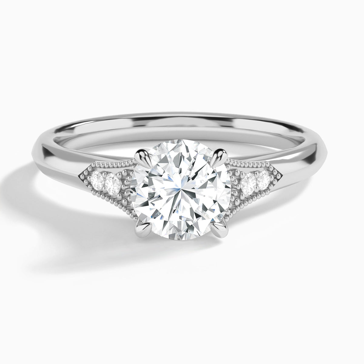 Round Yvette Lab Grown Diamond Engagement Ring In 18K White Gold - Lucenjuri