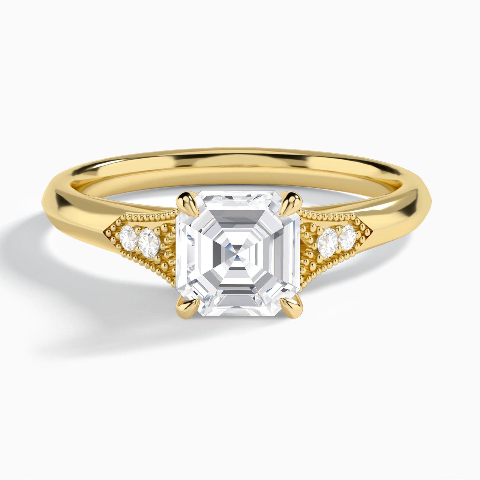 Asscher Yvette Lab Grown Diamond Engagement Ring In 14K Yellow Gold - Lucenjuri