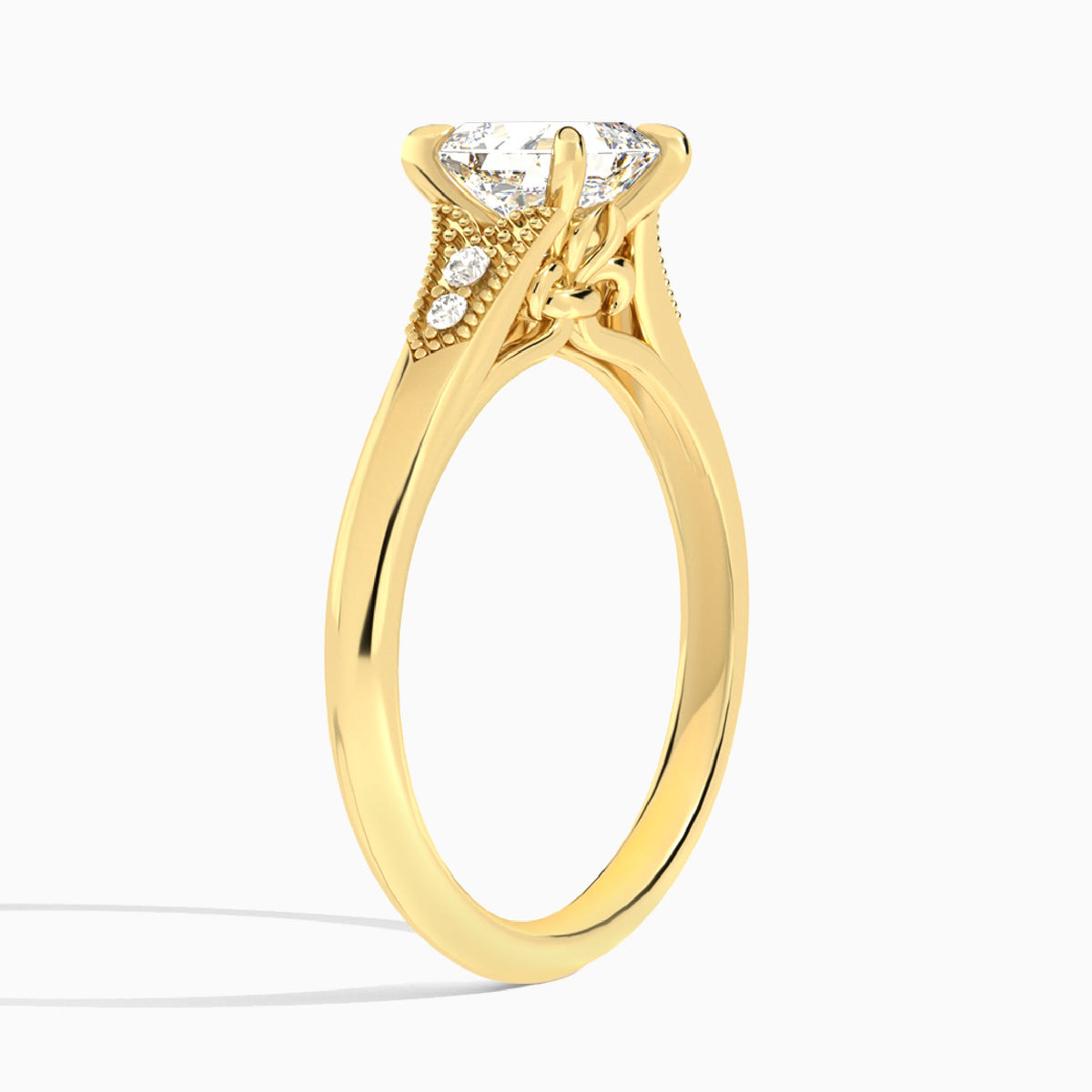 Asscher Yvette Lab Grown Diamond Engagement Ring In 18K Yellow Gold, Angle View