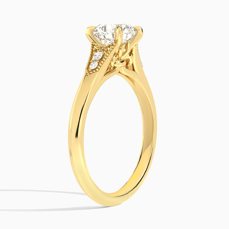 Cushion Yvette Lab Grown Diamond Engagement Ring In 18K Yellow Gold, Angle View