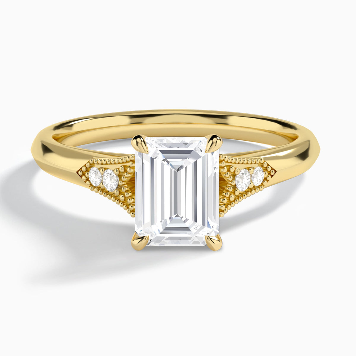 Emerald Yvette Lab Grown Diamond Engagement Ring In 18K Yellow Gold - Lucenjuri
