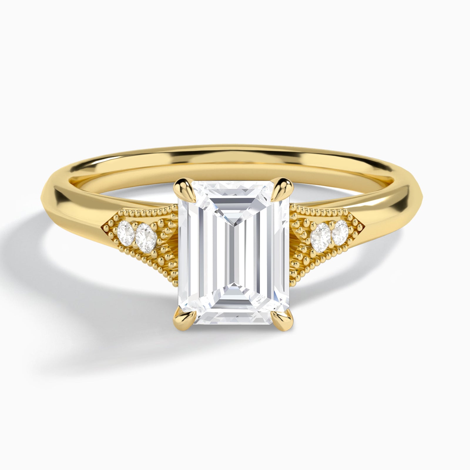 Emerald Yvette Lab Grown Diamond Engagement Ring In 14K Yellow Gold - Lucenjuri