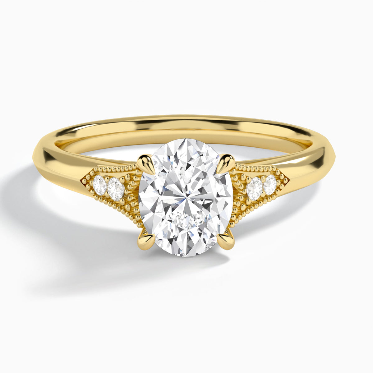 Oval Yvette Lab Grown Diamond Engagement Ring In 18K Yellow Gold - Lucenjuri