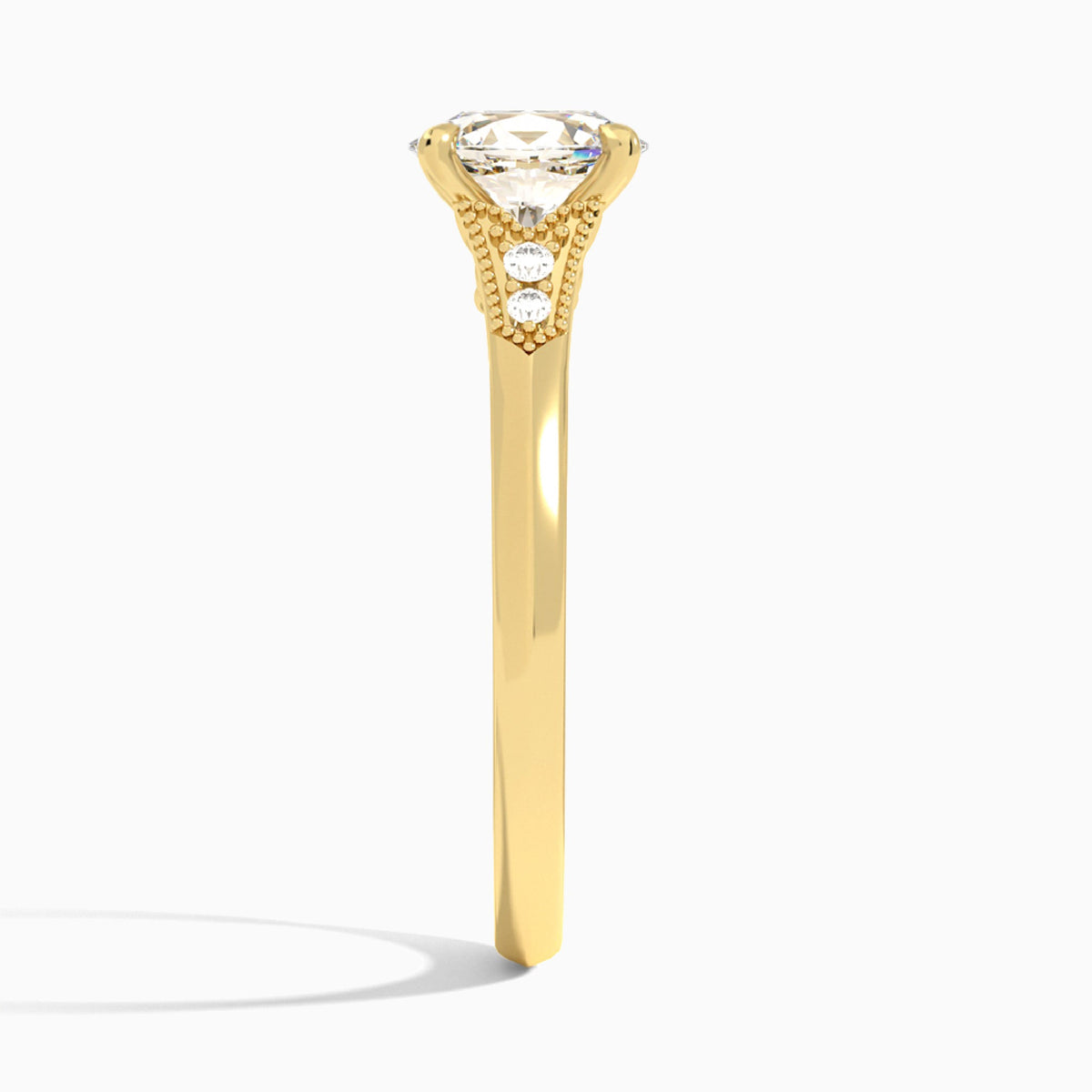 Oval Yvette Lab Grown Diamond Engagement Ring In 14K Yellow Gold, Side View