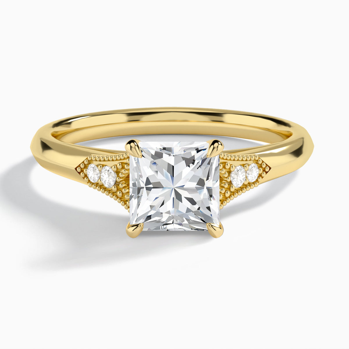Princess Yvette Lab Grown Diamond Engagement Ring In 14K Yellow Gold - Lucenjuri