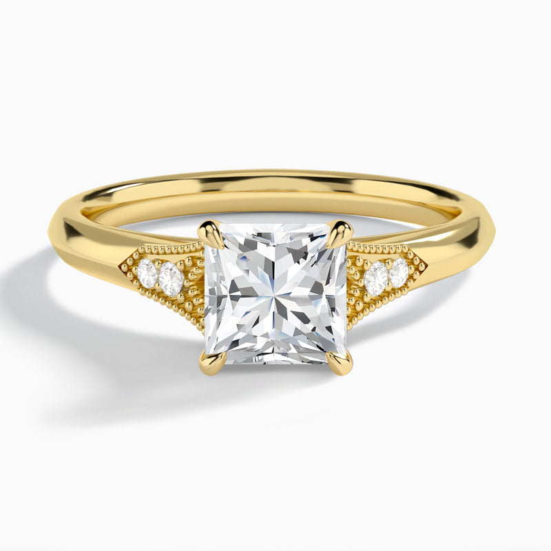 Princess Yvette Lab Grown Diamond Engagement Ring In 18K Yellow Gold - Lucenjuri