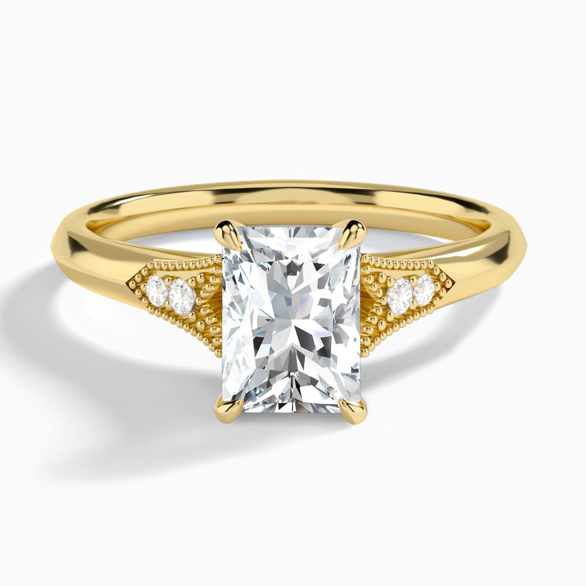 Radiant Yvette Lab Grown Diamond Engagement Ring In 18K Yellow Gold - Lucenjuri