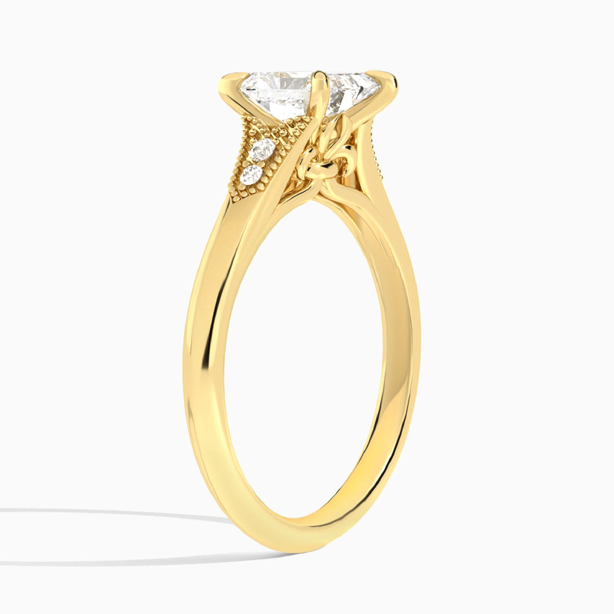 Radiant Yvette Lab Grown Diamond Engagement Ring In 14K Yellow Gold, Angle View