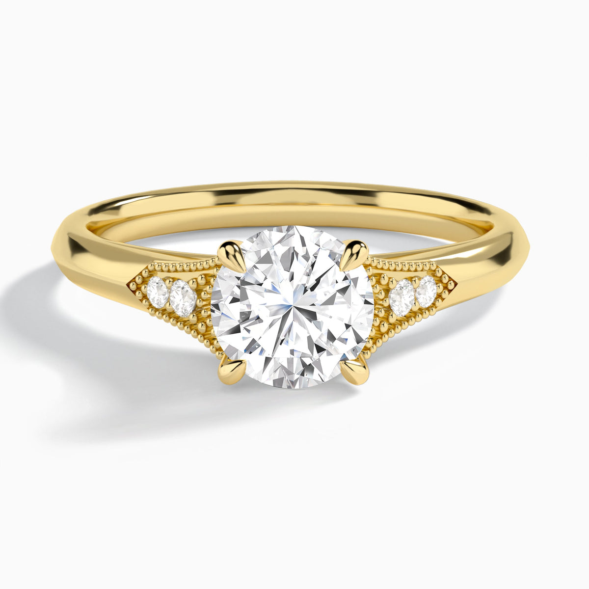 Round Yvette Lab Grown Diamond Engagement Ring In 18K Yellow Gold - Lucenjuri