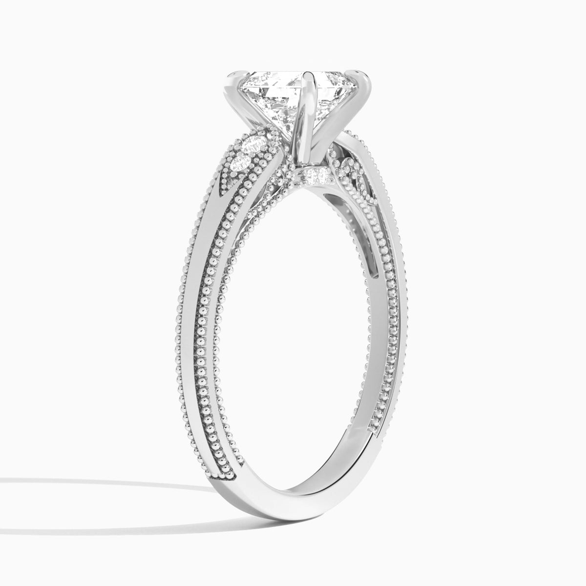 Asscher Wynter Lab Grown Diamond Engagement Ring In Platinum, Angle View