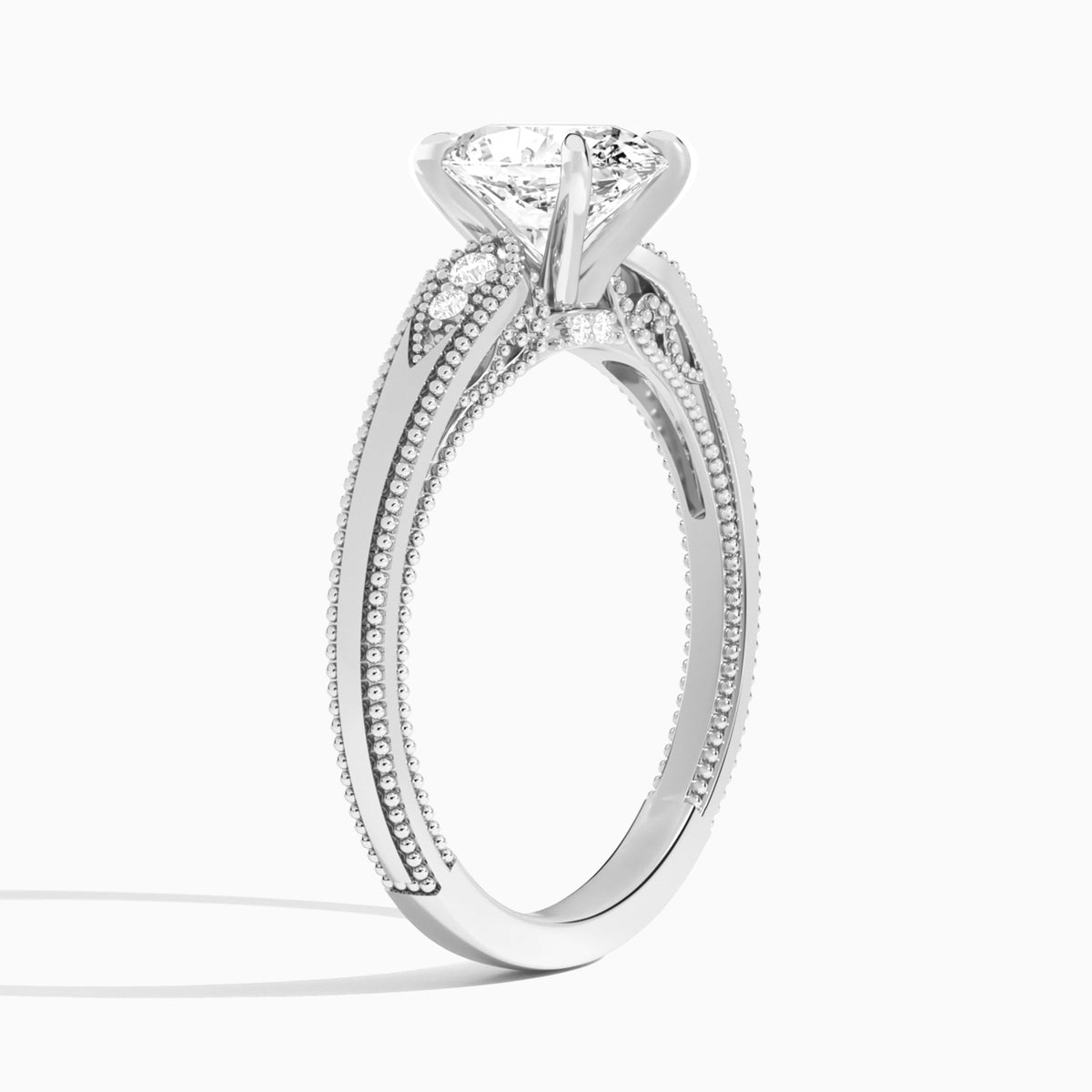 Oval Wynter Lab Grown Diamond Engagement Ring In Platinum, Angle View