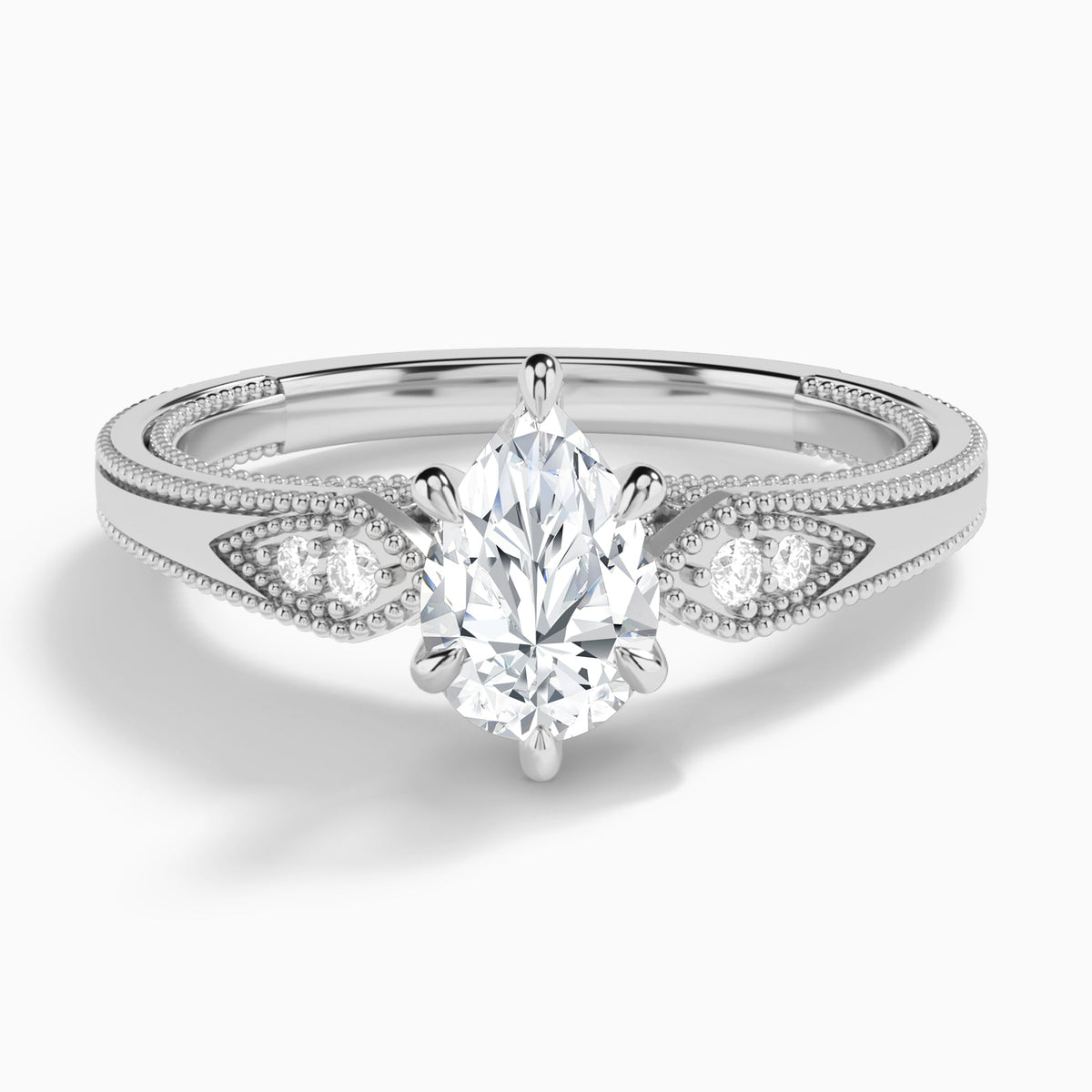 Pear Wynter Lab Grown Diamond Engagement Ring In Platinum - Lucenjuri