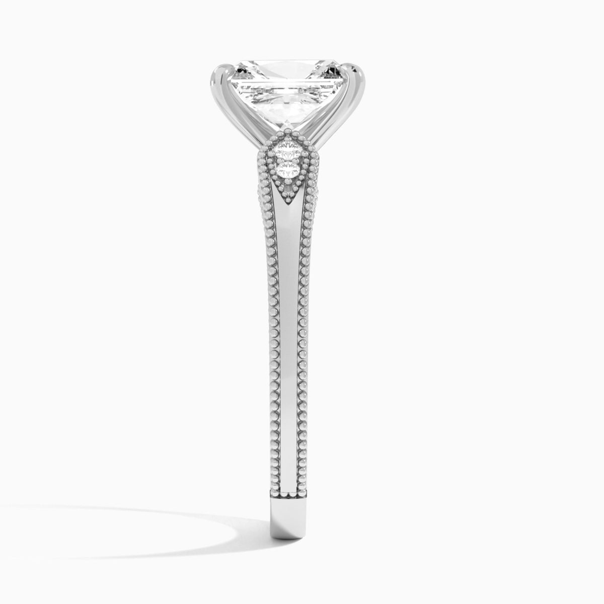 Radiant Wynter Lab Grown Diamond Engagement Ring In Platinum, Side View