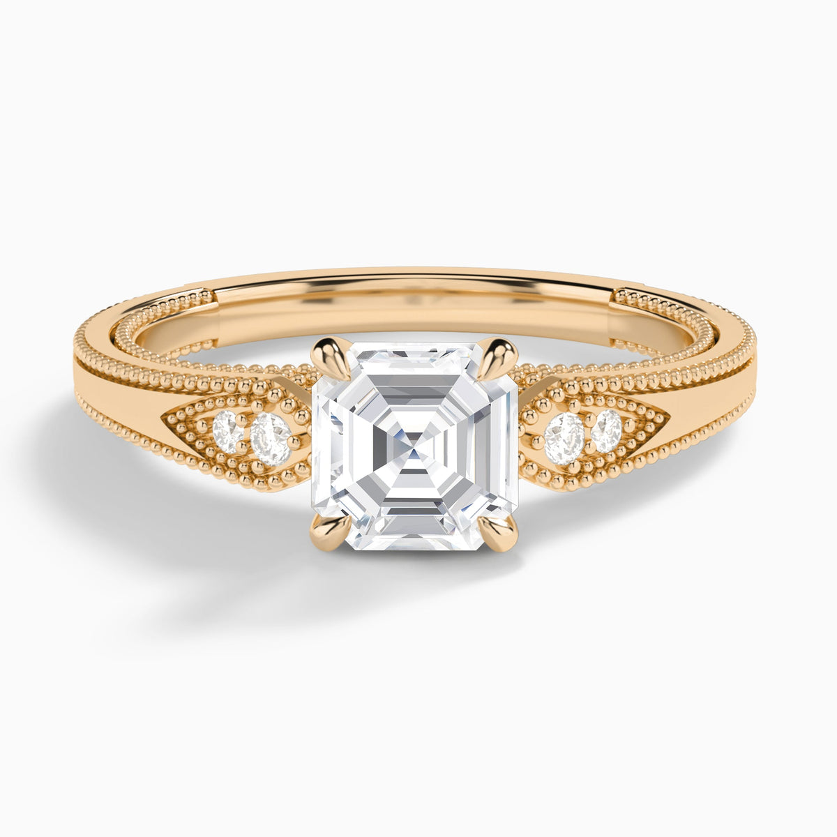 Asscher Wynter Lab Grown Diamond Engagement Ring In 14K Rose Gold - Lucenjuri