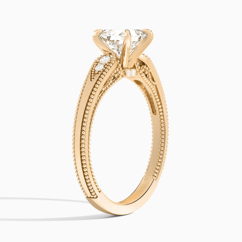 Asscher Wynter Lab Grown Diamond Engagement Ring In 14K Rose Gold, Angle View