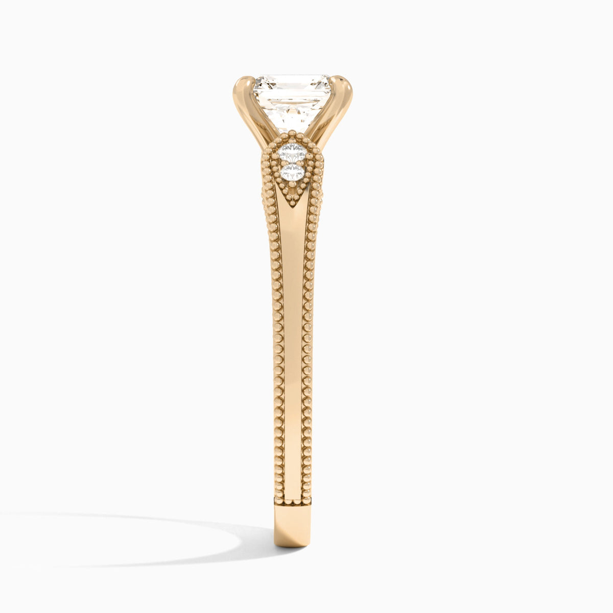 Asscher Wynter Lab Grown Diamond Engagement Ring In 14K Rose Gold, Side View