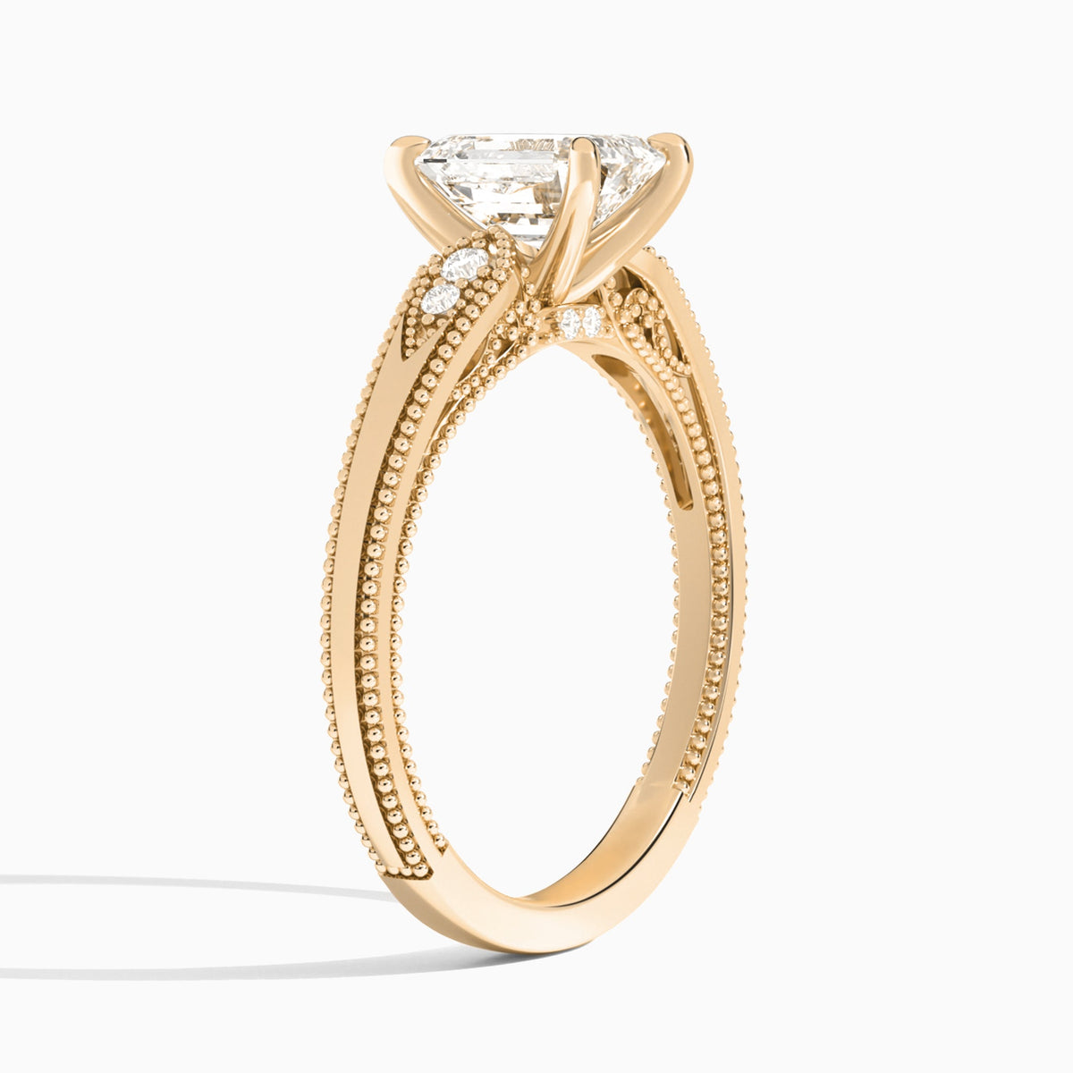 Emerald Wynter Lab Grown Diamond Engagement Ring In 14K Rose Gold, Angle View