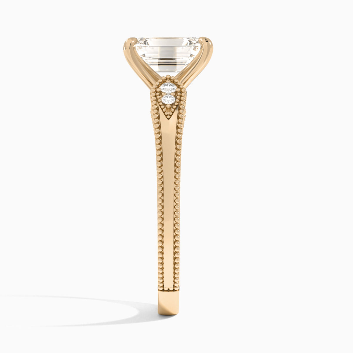 Emerald Wynter Lab Grown Diamond Engagement Ring In 14K Rose Gold, Side View